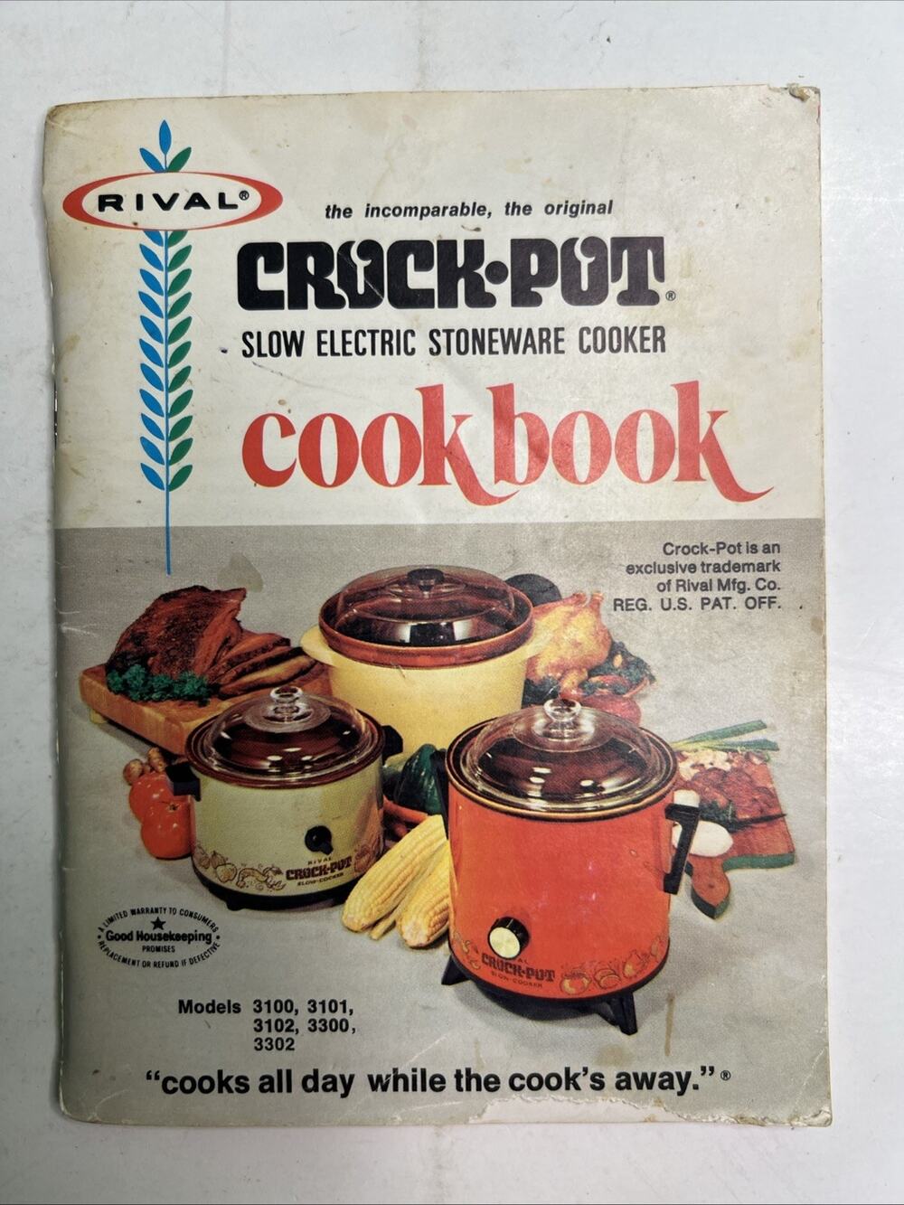 Vintage Rival Crock-Pot Slow Electric Stoneware Cooker Cookbook Book 1970’s Ad